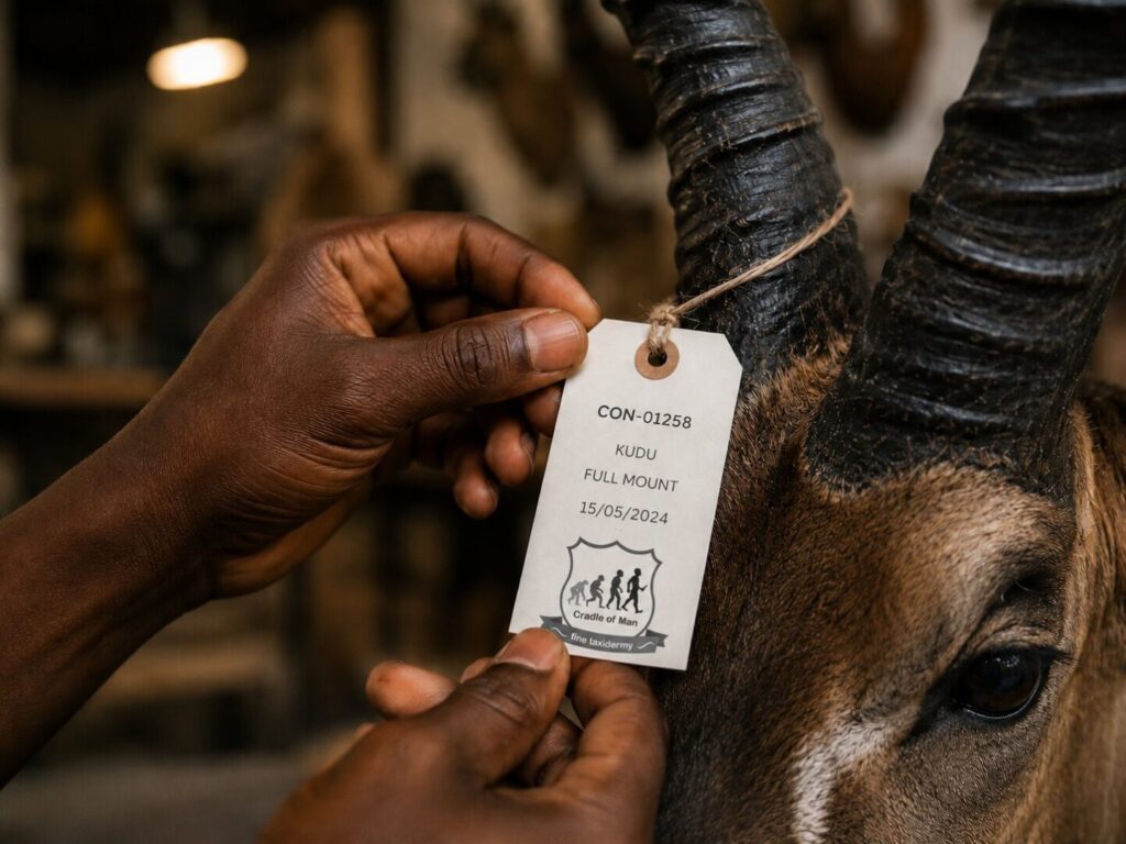 Tagging the kudu mount in workshop